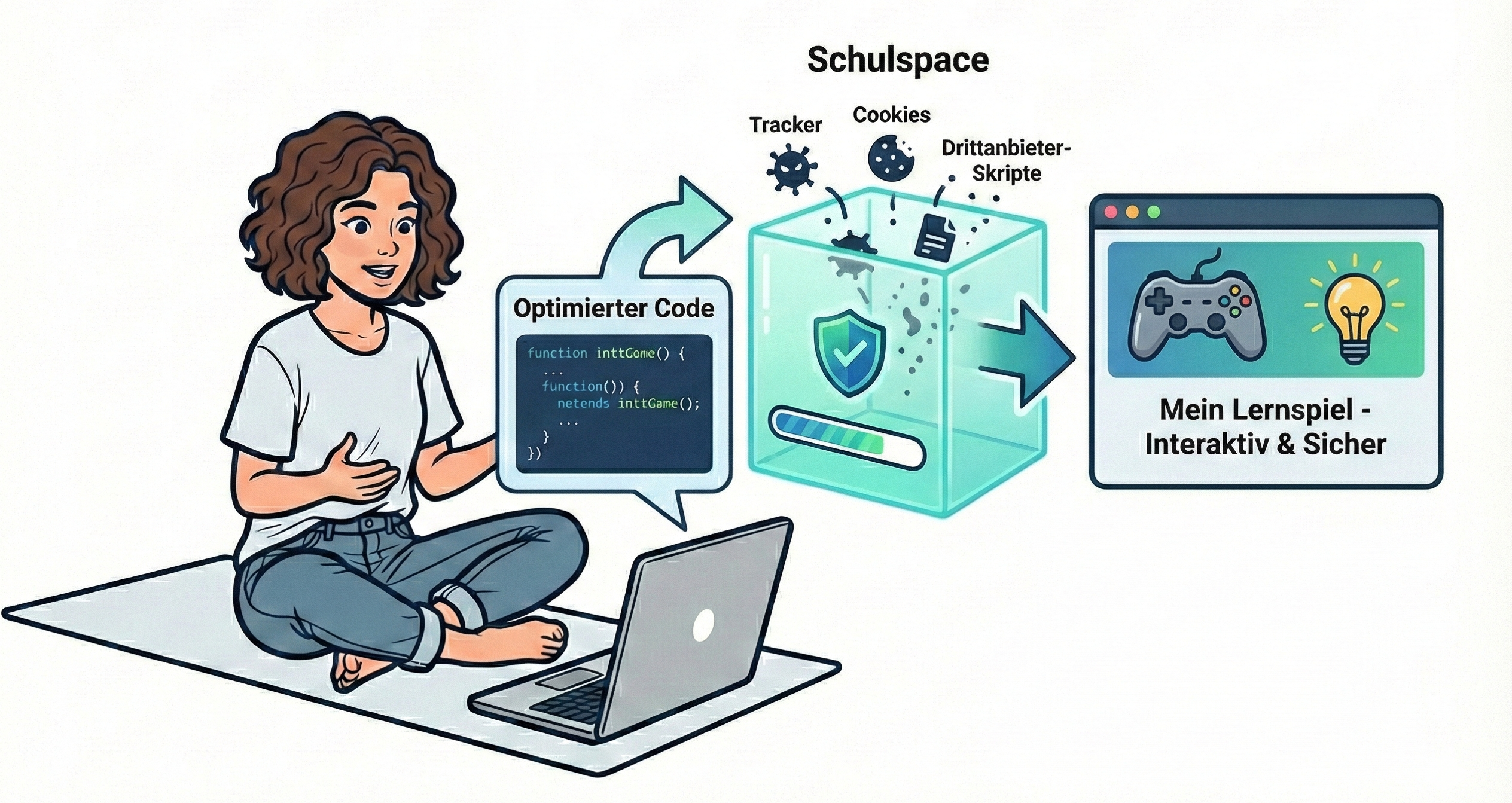 Lehrerin nutzt den Schulspace Datenschutz Filter