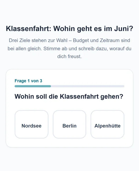 Abstimmung auf dem Handy mit drei Antwortknöpfen